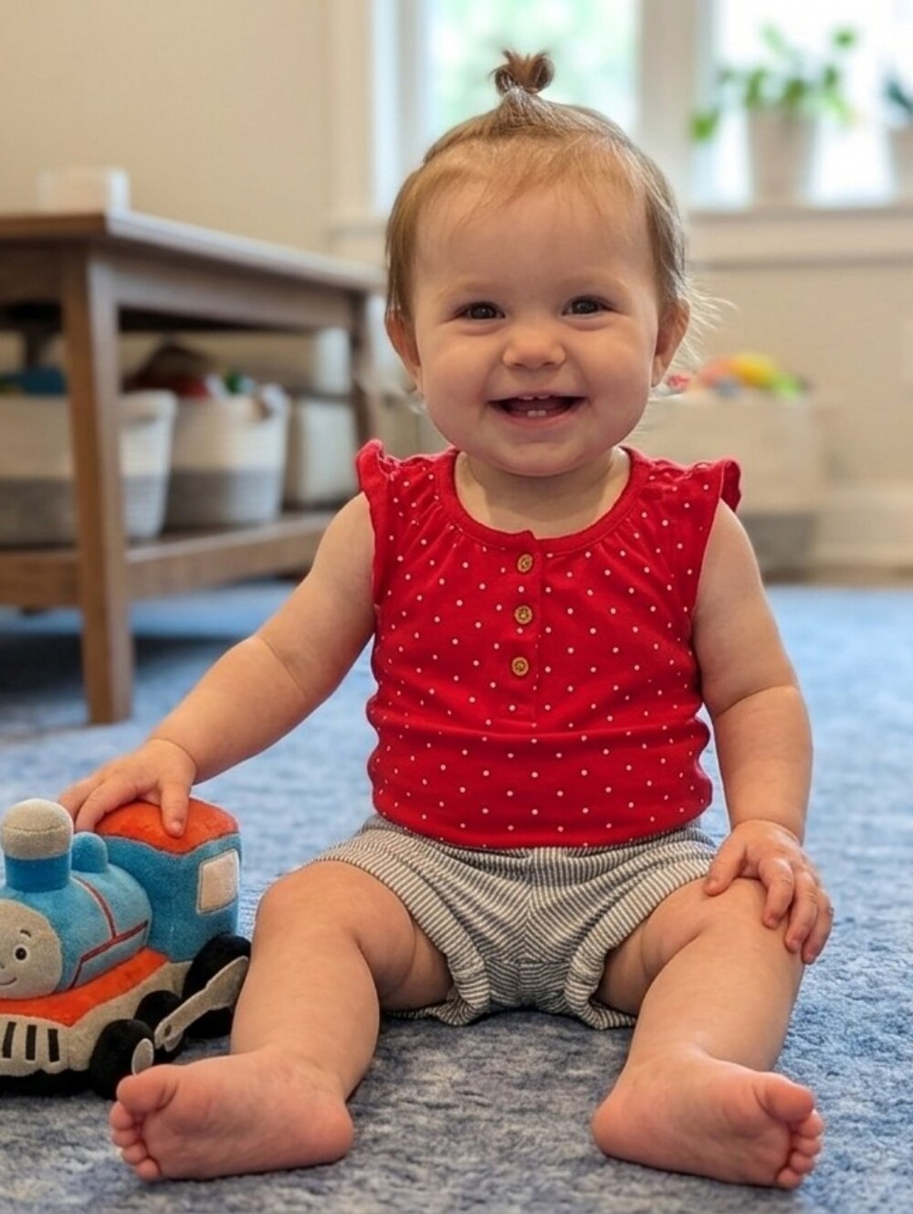 Carter's 12M Red Dot Onesie and Striped Shorts Set